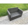 Fimous Outdoor Garden Furniture Sets 9 Seater Wicker Rattan Furniture Sofa Sets with Rectangular Coffee Table Love Sofa 3 Footstools Dark Grey Mixed