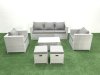 Fimous Rattan Garden Furniture Set with 3 Seater Sofa 2 Chair Rectangular Coffee Table 2 Small Footstools Light Grey Mixed 7 Seater