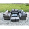 Fimous Outdoor Garden Furniture Sets 8 Seater Wicker Rattan Furniture Sofa Sets with Square Coffee Table Love seat Sofa 2 Small Footstools Side Table