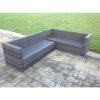 Fimous Rattan Corner Sofa Set Garden Furniture With Coffee Tall Table And Side Table