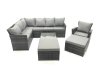 Fimous 9 Seater Outdoor Garden Furniture Set Wicker PE Rattan Corner Sofa Set with Square Coffee Table 2 Big Footstool Dark Grey Mixed