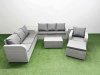 Fimous 8 Seater Poly Rattan Outdoor Garden Furniture Sofa Set Patio 3 Seater Sofa Reclining Chair 3 Seater Sofa Big Footstool 2 Side Table Light Grey