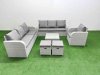 Fimous 9 Seater Poly Rattan Outdoor Garden Furniture Square Coffee Table Sofa Set Patio 3 Seater Sofa Reclining Chair 3 Seater Sofa Stools Light Grey