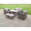 Fimous PE Rattan Garden Furniture Set Adjustable Chair 2 Seater Sofa Double Love Seat Sofa Oblong Dining Table With 2 Stools