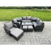 Fimous 10 PCS Rattan Garden Furniture Set Outdoor Patio Sofa, Table and Chairs Coffee Table 3 Footstools Ideal for Pool Side, Balcony, Outdoor and indoor Conservatory Patio Set