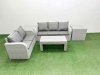 Fimous 5 Seater PE Rattan Wicker Garden Furniture Patio Conservatory Sofa Set with Oblong Coffee Table 3 Seater Sofa Love Sofa 2 Side Table