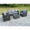 Fimous PE Rattan Garden Furniture Set Adjustable Chair Sofa Lounge Sofa Set Square Coffee Table