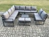 Fimous 11 Seater Patio Outdoor Garden Furniture Aluminium Lounge Corner Sofa Set with Square Coffee Table with 2 Small Footstools Dark Grey