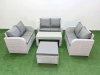Fimous 7 Seater PE Wicker Rattan Furniture Sofa Sets with Oblong Coffee Table 2 Seater Love Sofa Big Footstool Light Grey