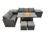 Fimous Garden Outdoor Rattan Furniture Set Rattan Love Sofa 3 Seater Sofa with 2 Side Tables 2 Small Footstools Dark Grey Mixed