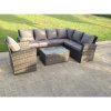 Fimous High Back Rattan Corner Sofa Set Oblong Coffee Table Outdoor Furniture dark Grey Right Option With Extra chair