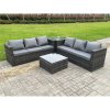 Fimous Grey Outdoor Rattan Garden Furniture Corner Sofa Set With 2 Coffee Table
