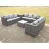 Fimous Outdoor Rattan Garden Furniture Lounge Sofa Set With Square Coffee Table