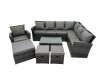 Fimous Rattan Garden Outdoor Furniture Set 10 Seater Garden Sofa Coffee Table Sets with Chair 3 Footstools Dark Grey Mixed