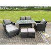 Fimous 7 Seater Grey Mixed High Back Rattan Sofa Set Dining Table Garden Furniture Outdoor