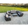 Fimous 7 Seater Rattan Wicker Garden Furniture Patio Conservatory Sofa Set with Rectangular Coffee Table 3 Seater Sofa Love Sofa 2 Side Tables
