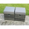 Fimous Dark Grey Mixed Rattan Garden Furniture Corner Sofa Set Square Coffee Table Chair Footstools Left Hand Option