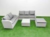 Fimous 6 Seater PE Rattan Wicker Garden Furniture Patio Conservatory Sofa Set with Square Coffee Table 3 Seater Sofa Love Sofa Big Footstool