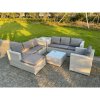 Fimous Light Grey Outdoor Rattan Garden Furniture Set Corner Sofa Set 2 Coffee Table Big Footstool Armchair