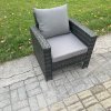 Fimous High Back Rattan Outdoor Garden Furniture Single Sofa Arm Chair Patio Furniture With Thick Seat And Back Cushion
