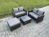 Fimous Rattan Garden Furniture Set 4 piece Patio Rattan Furniture Sofa Weaving Wicker includes 2 Double Seat Sofa, Coffee Table and Big Footstool