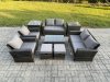 Fimous Garden Furniture Sets 9 Pieces Outdoor Rattan Furniture Manual Wicker Patio Sofa Chair Set with Coffee Table 2 Small Footstools 2 Side Tables Dark Grey Mixed