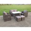 Fimous PE Rattan Garden Furniture Set Adjustable Chair 2 Seater Sofa Double Love Seat Sofa Oblong Dining Table With 2 Stools