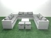Fimous Rattan Garden Outdoor Furniture Set 11 Seater Rattan Garden Sofa Set with 2 Small Footstool Side Table Light Grey Mixed
