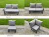 Fimous 11 Pieces Aluminium Garden Furniture Set with Cushions, Patio Furniture Set with Adjustable Rising Lifting Dining Table 3 Footstools Dark Grey