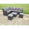 Fimous 8 Seater High Back Rattan Garden Furniture Set Corner Sofa With Square Coffee Table Footstool