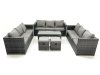 Fimous Outdoor Garden Furniture Set 11 Seater Rattan Sofa Set with Coffee Table 2 Small Footstools Dark Grey Mixed