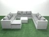 Fimous Rattan Garden Outdoor Furniture Set 10 Seater Rattan Garden Sofa Set with Big Footstool Light Grey Mixed