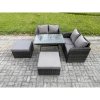Fimous Outdoor Garden Furniture Sets 5 Pieces Wicker Rattan Furniture Sofa Sets with Rectangular Dining Table Love Sofa 2 Big Footstool