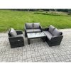 Fimous Patio Garden Furniture Sets Wicker Outdoor Rattan Furniture Sofa Sets with Rectangular Coffee Table Love seat Sofa