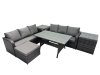 Fimous 7 Seat Outdoor Wicker PE Rattan Garden Furniture Set Dining Table Sofa Set with 2 Side Tables Dark Grey Mixed