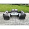 Fimous Rattan Garden Furniture Set 6 Seater Indoor Outdoor Patio Sofa Set with Coffee Table Loveseat Sofa Dark Grey Mixed