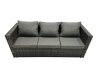 Fimous Outdoor Rattan Rectangular Coffee Table Corner Sofa Sets Garden Furniture Set with 2 Big Stools Dark Grey Mixed