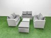Fimous 7 Seater PE Wicker Rattan Furniture Sofa Sets with Square Coffee Table 2 Seater Love Sofa Big Footstool Light Grey