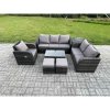 Fimous Patio Garden Furniture Sets Wicker 8 Seater Outdoor Rattan Furniture Sofa Sets with Rectangular Coffee Table Reclining Chair 3 Seater Sofa Side Table