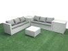 Fimous Rattan Garden Outdoor Furniture Set 6 Seater Rattan Garden Sofa Set with 2 Side Tables Light Grey Mixed