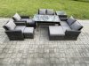 Fimous Garden Furniture Sets 9 Pieces Rattan Furniture Handmade Wicker Patio Sofa Set with 3 Footstools Side Table Dark Grey Mixed