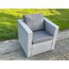 Fimous Light Grey Rattan Single Chair Patio Outdoor Garden Furniture With Thick Seat And Back Cushion