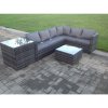 Fimous Rattan Corner Sofa Set Garden Furniture With Coffee Tall Table And Side Table