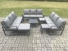 Fimous Aluminium Outdoor Garden Furniture Set Patio Lounge Sofa with Square Coffee Table 3 Footstools Conservatory Set Dark Grey