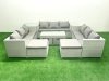 Fimous Outdoor Rattan Garden Furniture Set with Grey Cushions Luxury 13 Seater with Coffee Table and Side Table For Conservatory,Patio