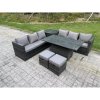 Fimous 8 Seater Wicker Rattan Garden Furniture Rising Table Sets Footstool Extra Side Table