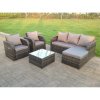 Fimous Dark Grey Mix PE Wicker Rattan Garden Furniture Set Sofa Set Reclining Adjustable Chair 6 Seater