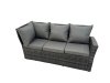 Fimous 10 Seater Garden Outdoor Rattan Furniture Set Rattan Corner Sofa Oblong Dining Table with Armchair 3 Footstools Dark Grey Mixed