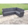 Fimous 9 Seater High Back Rattan Garden Furniture Set Corner Sofa With Oblong Dining Table Big And Small Stool