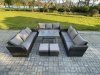 Fimous 11 Seater Wicker Rattan Garden Furniture Set with Rectangular Dining Table 2 Small Footstools Patio Outdoor Lounge Sofa Set